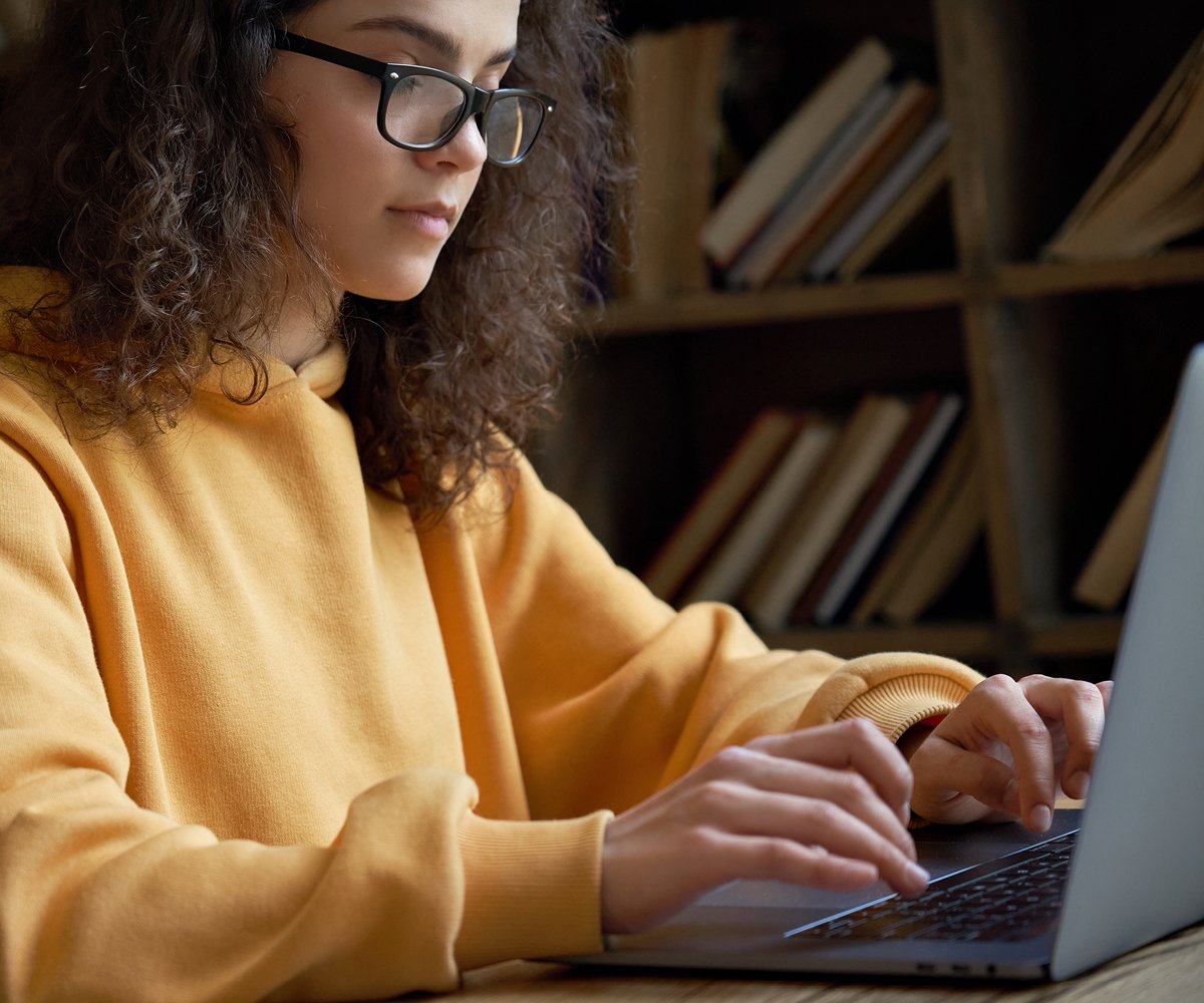 Student studying online