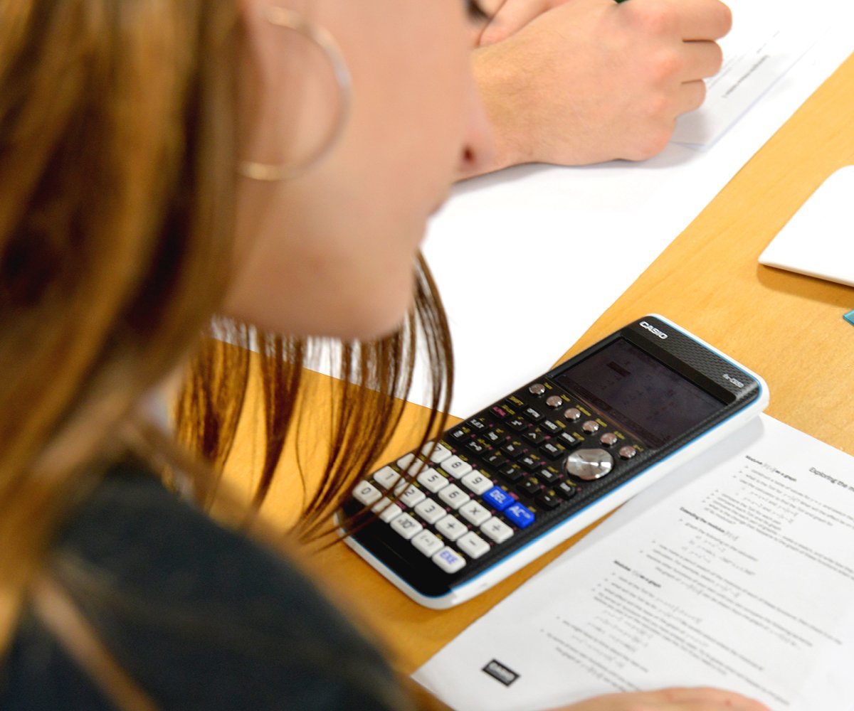 Student using the fx-CG50 graphic calculator