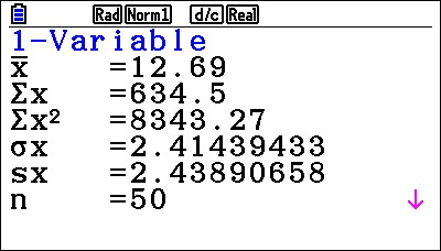 Statistics on the Casio fx-CG50