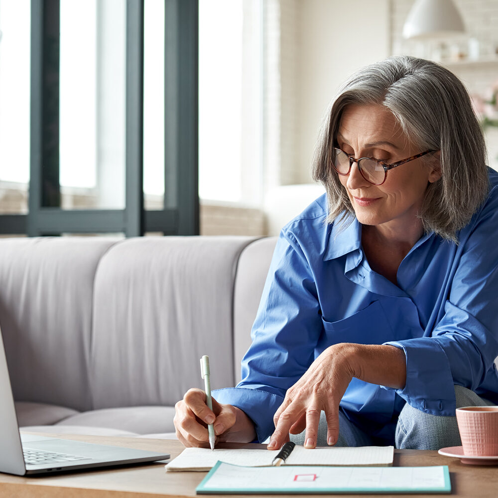 teacher working at home