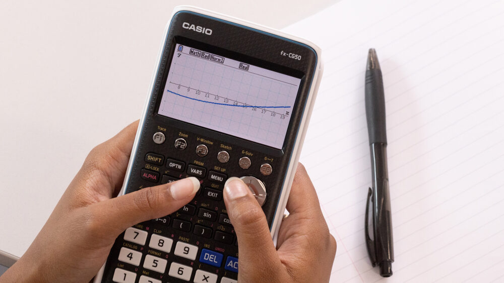 A-Lewel student using the Casio fx-CG50 graphic calculator
