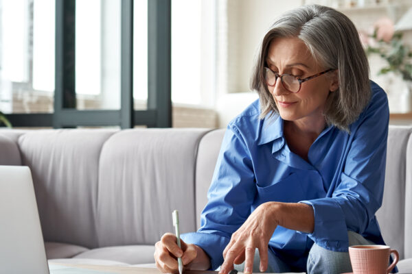 teacher working at home