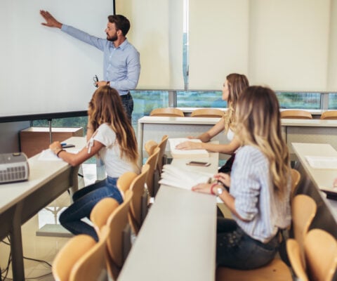 Teacher and students in the Classroom