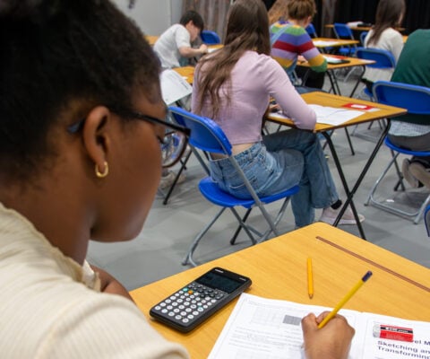 Students taking their maths exam
